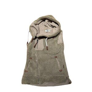 Wanakome Women's Hoodie XS Sage Green Cowl Neck Fleece Full Zip Vest Outdoors